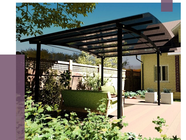 Навесы для террасы в Снежинске от 13250 руб. под ключ | ПРОЛЁТ-Снж